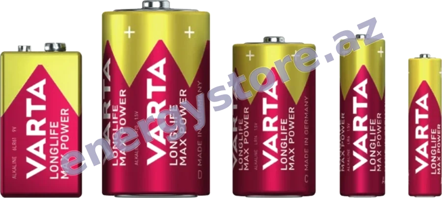 VARTA Longlife Max Power VARTA Longlife Max Power — birdəfəlik batareyalar: AAA, AA, C, D, 9V | EnergyStore.az